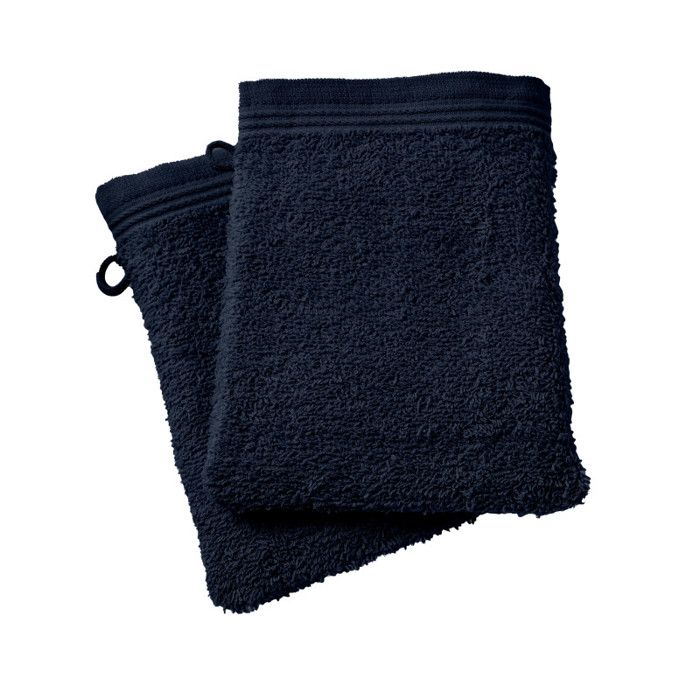 Lot de 2 gants de toilette 15 x 21 cm Lylia bleu marine | Leroy Merlin