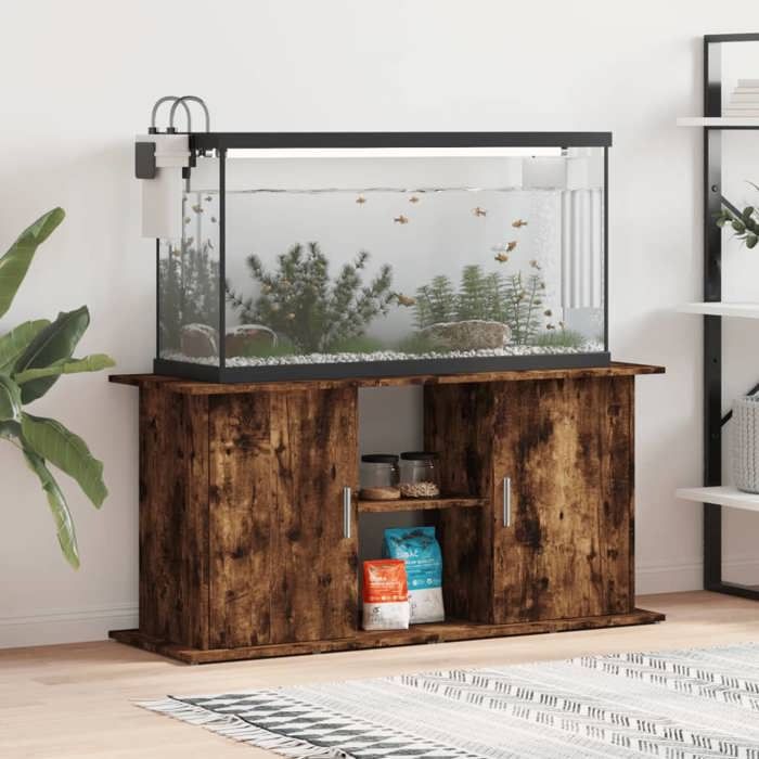 vidaXL Support aquarium bois d'ingénierie chêne fumé