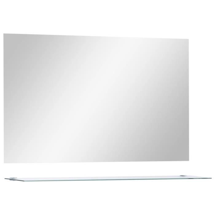 Miroir mural avec étagère - VIDAXL - Verre trempé - 100x60 cm - Gris - Style Scandinave Moderne