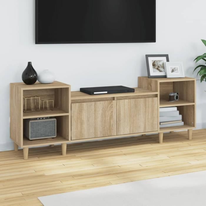 821191 vidaXL Meuble TV Chêne sonoma 160x35x55 cm Bois dingénierie