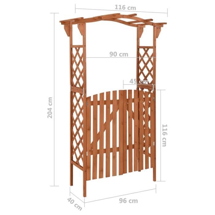 Pergola - SWT - 116x40x204 cm - Bois de sapin massif - Polyvalente avec portail