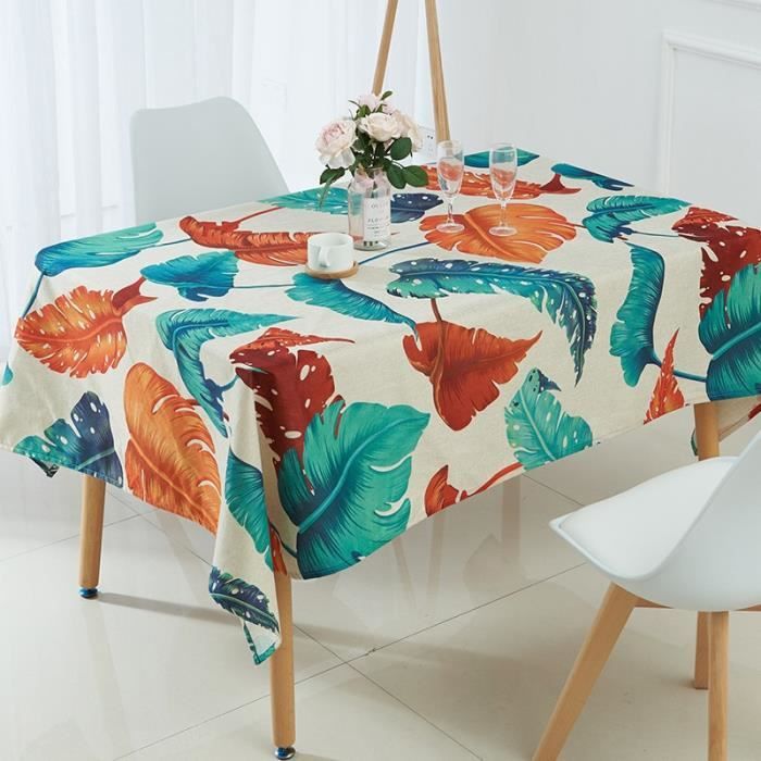 JLWM Nappe Style Bohème, Imperméable Nappe De Table Style Ethnique Coton Et Lin En Tissu Coloré Poussière-Preuve Pour Accueil Restaurant Table à Manger Fête-A-140 * 140CM