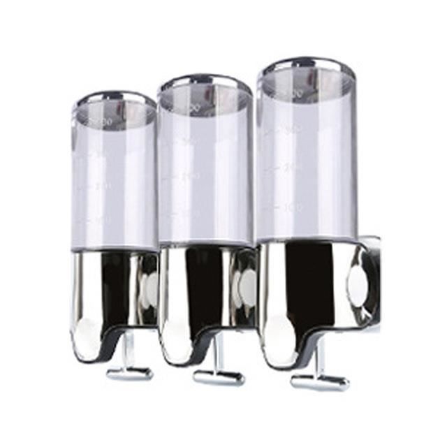 Set Distributeur Savon Mural Noir - 3 Bouteilles 500ml Pour Salle De Bain/Cuisine