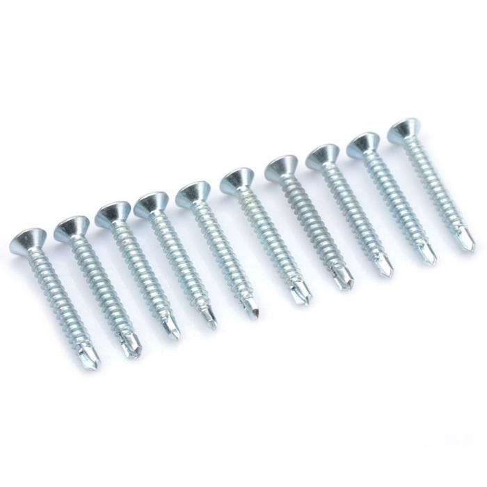 Vis Autotaraudeuses #10 X 2 Pouces - Lot De 50, Tête Plate à Empreinte Hexagonale, Acier Inoxydable