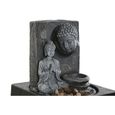 Fontaine de jardin style oriental - Buda - Gris - Résine - LED 24 cm-1