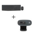 LOGITECH - Pack clavier souris sans fil MK235 + webcam middle C270-1
