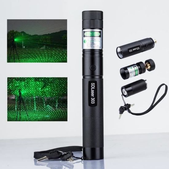 Pointeur laser haute puissance USB rechargeable vert laser 303 mise au  point réglable rouge / violet bleu / vert laser super loin rayonnement  8000m