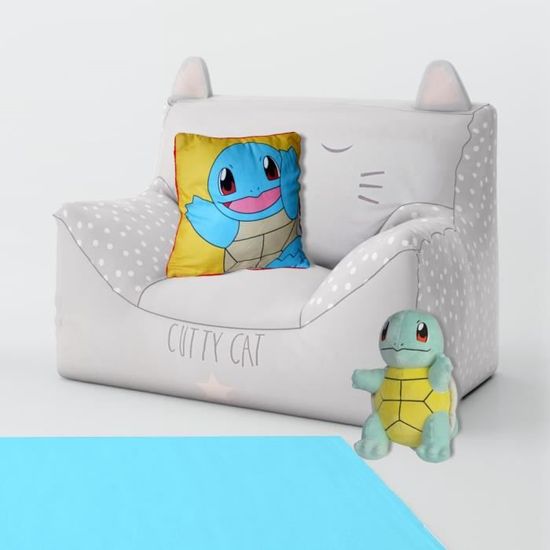 Coussin Pokémon Pikachu et Evoli 40x40 cm bleu - Cdiscount Maison