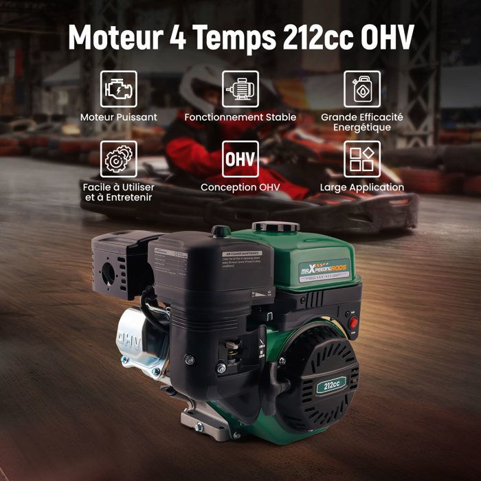 Moteur Essence 7,5 CV 212cc 4 Temps - Démarrage Manuel - Pour Kart, Compresseur, Tondeuse, Fendeuse à Bois