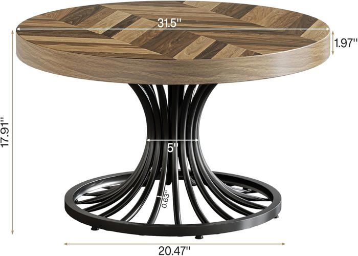 Tribesigns Table basse ronde, table de cocktail industrielle moderne à Tribesigns Table basse ronde, table de cocktail industrielle moderne à