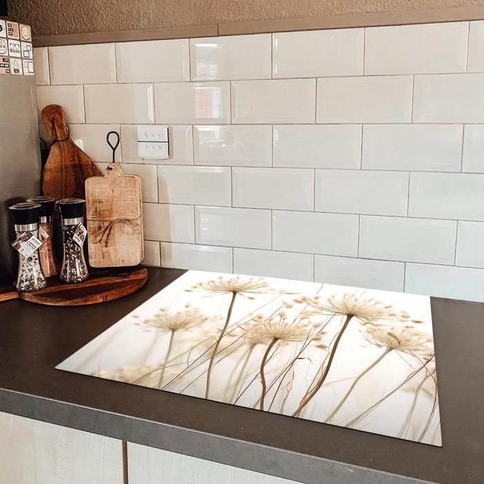 Protection Plaque Induction 65x52 Cm - Tapis De Cuisson Marbre Luxe Noir Or - Accessoire Cuisine Pratique