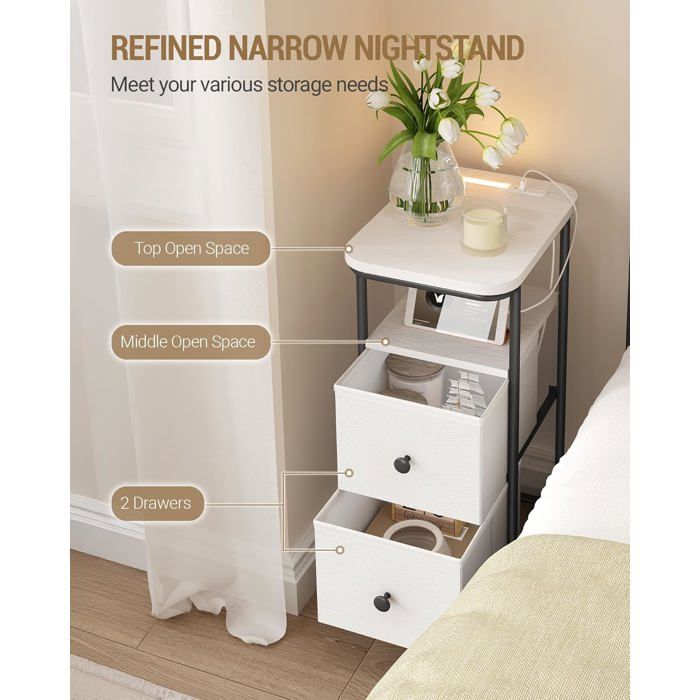 Lot De 2 Tables De Chevet Avec Prises USB-C Et Secteur - Table De Nuit 3 Tiroirs Blanc Meuble Chambre à Coucher Table Appoint Avec Chargeur Type C Lot De 2 Tables De Chevet Avec Prises USB-C Et Secteur - Table De Nuit 3 Tiroirs Blanc Meuble Chambre à Coucher Table Appoint Avec Chargeur Type C
