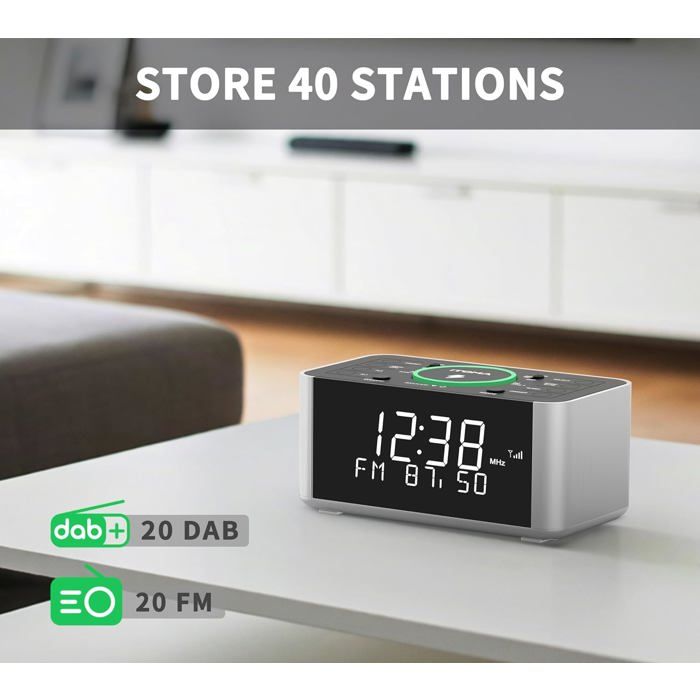 Radio Réveil Avec Chargeur Sans Fil Et Affichage Température - Horloge Numérique Multifonction Pour Chevet
