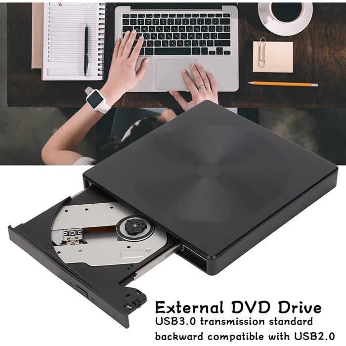 LMEN Lecteur CD DVD Externe, Graveur DVD/CD Externe USB 3.0 et Type-C  Enregistreur Portable ROM/RW, Lecteur de DVD-ROM DVD-R CD-ROM VCD CD-RW  pour