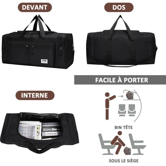 80L Sac de Voyage, Grand Sac de Sport Pliable avec Bandoulière et