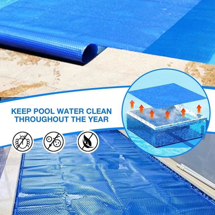 Bâche à Bulles Piscine 455cm - Couverture Solaire Noire PE - Chauffage Économique