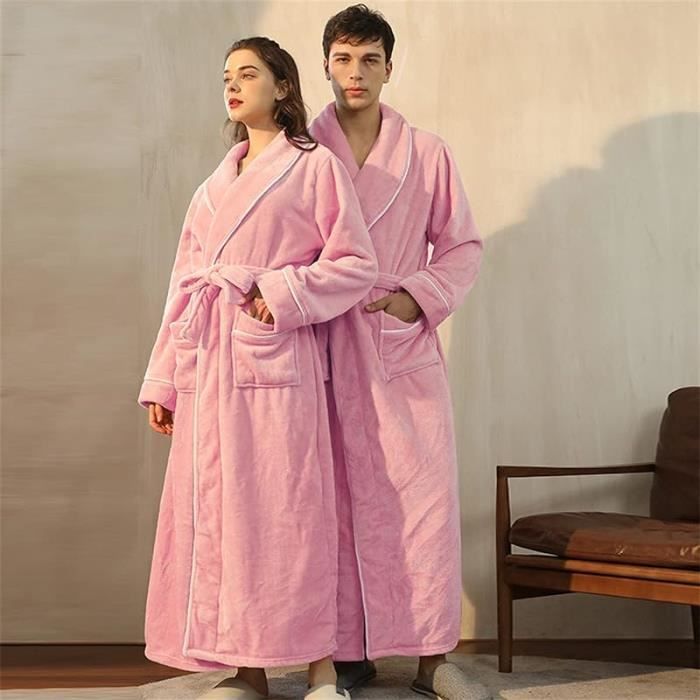 MARSEE Longue Peignoir Femme Robe de Chambre Chaud Hiver Flanelle Peignoir de BainSuper Doux et Confortable Taille women pink m Cdiscount Maison