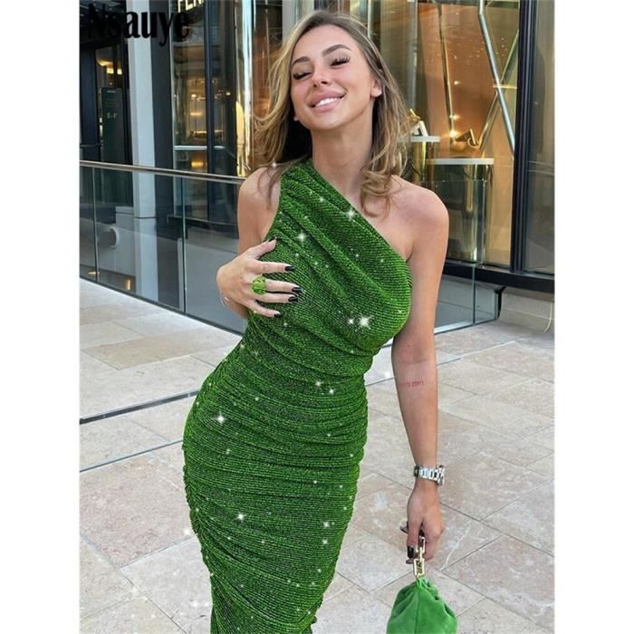 Robe de soirée asymétrique sales froncée à une épaule