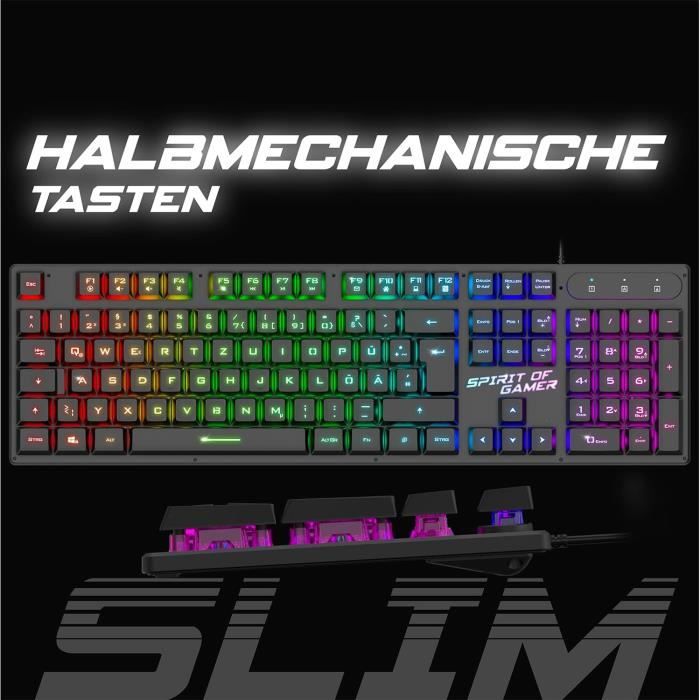 X Pro K1 Clavier Gamer SemiMecanique Filaire Pour Pc Layout Qwertz Allemand 26 Touches