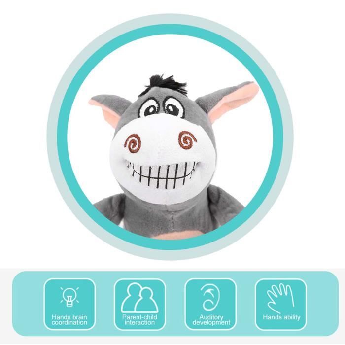 Peluche âne Respirant – 30 Berceuses, Lumière Douce – Veilleuse Sensorielle Pour Bébé – Cadeau Naissance