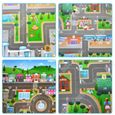 TD® Carte de la ville pour enfants piste route route panneau routier scène de la circulation jouet voiture jeu tapis de sol-2