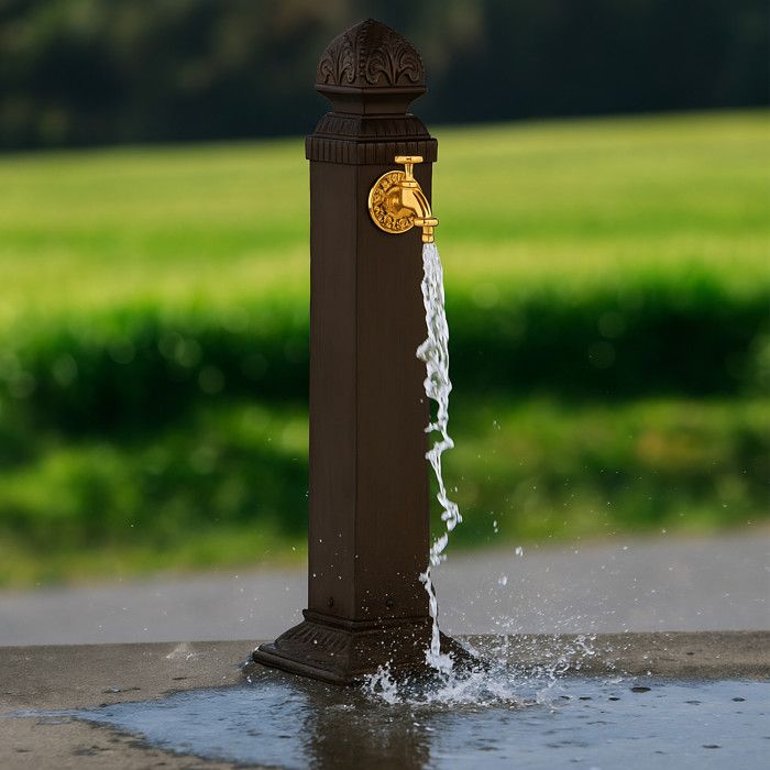 Relaxdays Fontaine Extérieure Jardin Avec Robinet - Design Antique Vert Foncé 80cm
