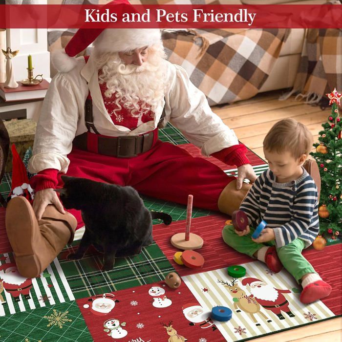 Garvee Tapis De Noël, Cloche, Flocon De Neige, Élan, Tapis De Salon