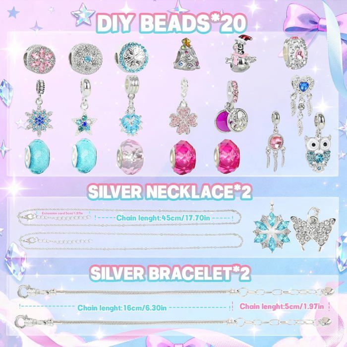 Gaeymy Calendrier de l'Avent Bijoux, Calendrier Avent DIY Charms Cadeau