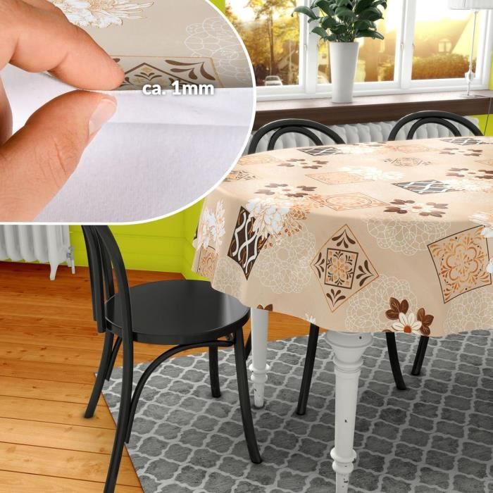 Nappe Ronde Anti-Taches, Lavable Et Imperméable - Pour Salle À Manger, Jardin, Fête, Mariage Ou