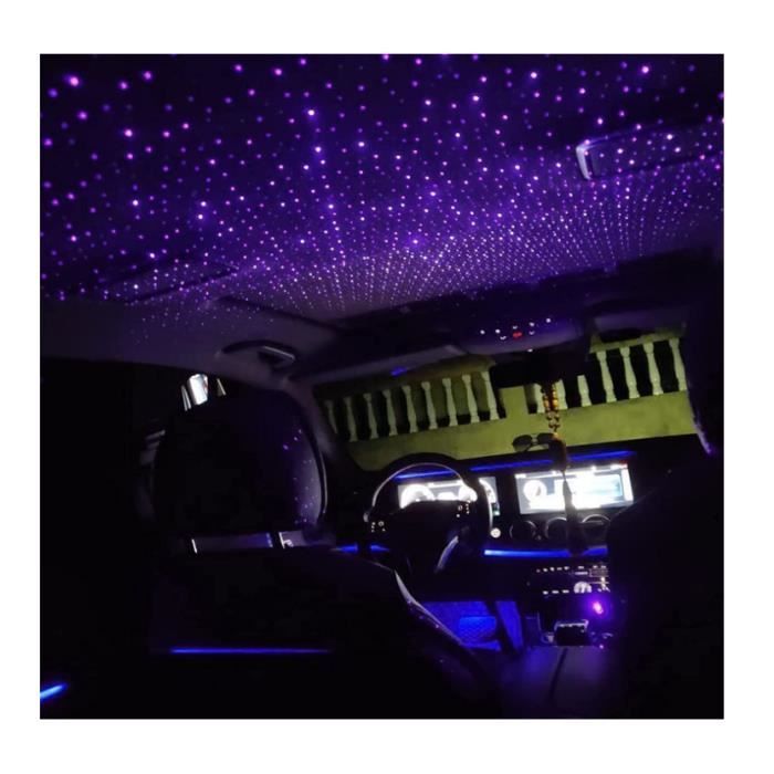 FRFJY Lampe projecteur LED, avec interface USB, pour toit de voiture, motif  d’éclairage en ciel étoilé violet, veilleuse orientable, plusieurs effets