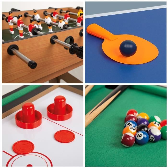 Table de Baby foot 4 en 1 COSTWAY Billard,Ping Pong,Hockey Accessoires