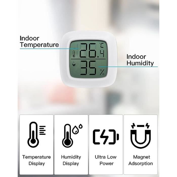 Lot De 6 Mini Thermomètres Hygromètres LCD Numériques – De -50 à 70°C, Noir