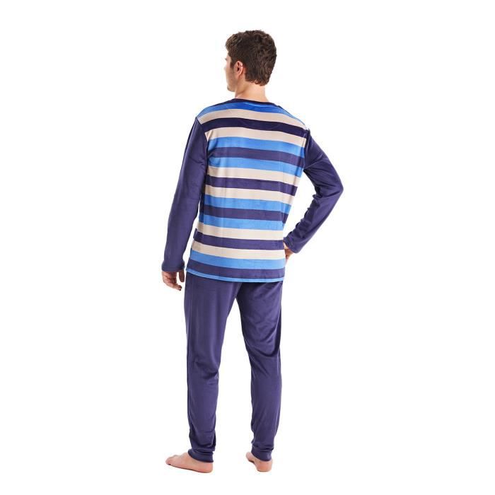 Pyjama homme en velours MU3 MUNICH manches longues Azul
