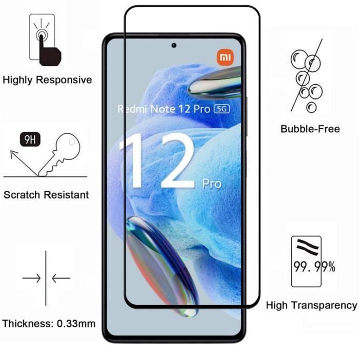 Verre Trempé pour Xiaomi Redmi 12 4G [Pack 2] Film Vitre