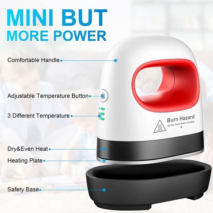 Mini Presse à Chaud Mefine - Transfert Thermique Pour T-shirts, Chaussures, Chapeaux - 3 Températures, Auto-off