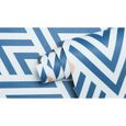 OUTAD® Papier Peint Auto-Adhésif Géométrique Blanc et Bleu Autocollant Mural à Rayures  pour Salle de Bain Salon Chambre-44.5cm x 3m-3