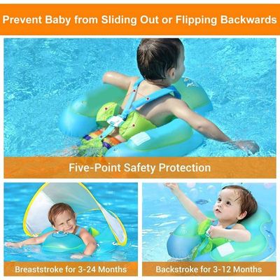 Yuanj Bouée Bébé Avec Toit Pare-soleil - Anneau Flottant Gonflable Double Airbag, Ajustable, Pour 6-36 Mois, Taille L