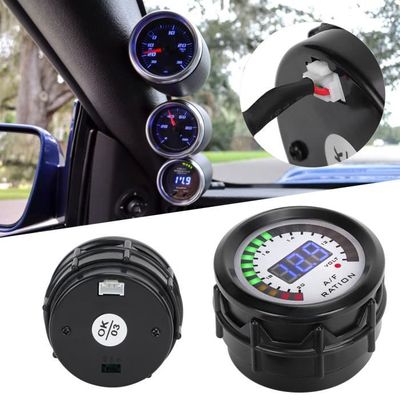 Jauge numérique de rapport air-carburant 52 mm pour véhicules à essence 12 V – Affichage bleu LED pour voitures 4/6/8 cylindres – Compteur de réglage automobile, moniteur de système de carburant, anal
