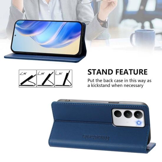 Étui Pour Realme 13 Pro Plus 5g Couverture De Fentes Pour Cartes Portefeuille Flip Folio Cuir Pu Blocage Rfid Fermeture Magnetique Gangxun Violet