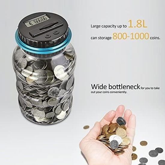 Tirelire pour Enfants et Adultes écran LCD Pot de comptage Automatique des pièces Euro TiooDre Compteur de Tirelire numérique Coffre-Fort sûr 