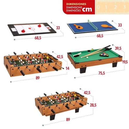 Table Multijeux ColorBaby – Billard Et Ping-pong Pliable, 120x61x73 Cm, Dès 6 Ans