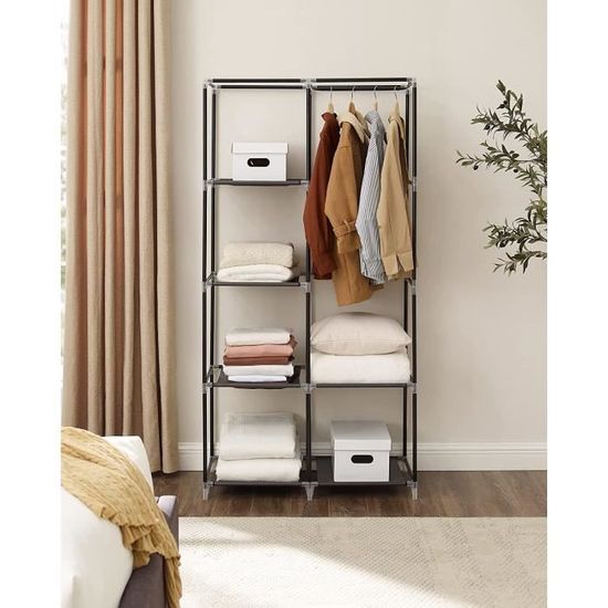 Songmics Penderie Dressing Vetement En Tissu Intisse Armoire De Rangement Amovible Portemanteaux Diy 170 X 88 X 45 Cm Noir Ryg84h Achat Vente Armoire De Chambre Songmics Armoire De Rangem Cdiscount