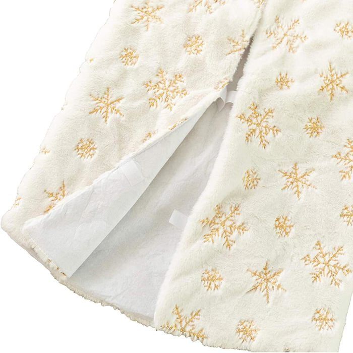 Jupe Pour Sapin De Noël Blanche à Paillettes Dorées - Cache-Pied 78 Cm - Tissu Doux Avec Velcro - Réutilisable - 7