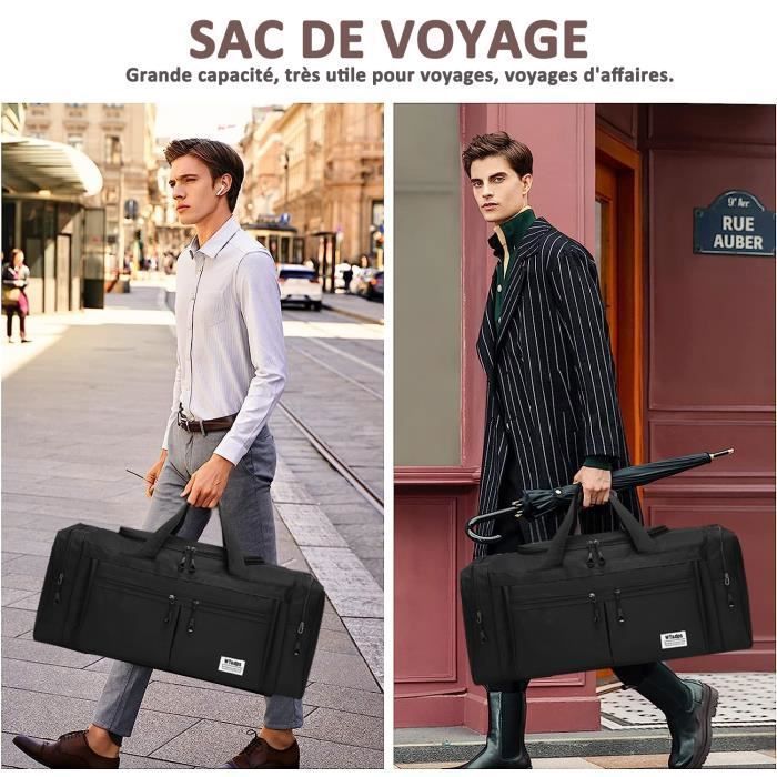 80L Sac de Voyage, Grand Sac de Sport Pliable avec Bandoulière et