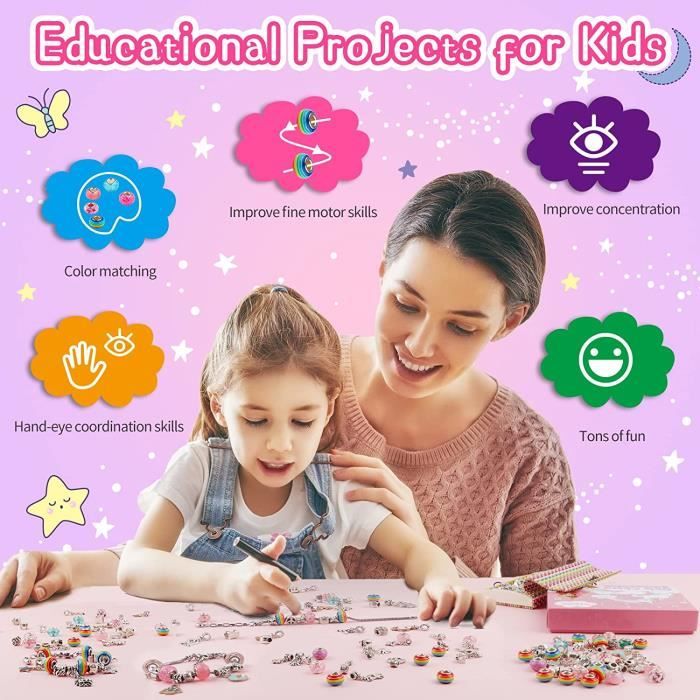 Lot De 10 Bracelets Sirène En Bois Pour Filles - Cadeau Fête D'anniversaire Ou Noël - Bijoux Colorés Pour Enfants