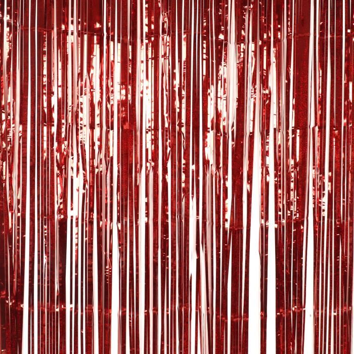2 Pièces Rouge Rideau Métallique de Frange Brillant Rideau à Franges  Aluminium Fenêtre Mur pour Fête