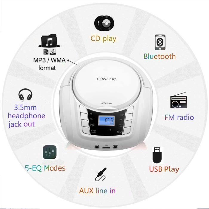 Lecteur CD Portable Bluetooth Licorne - LEXIBOOK - Effets Lumineux - USB -  Enfant - Violet - Rose - Cdiscount Jeux - Jouets