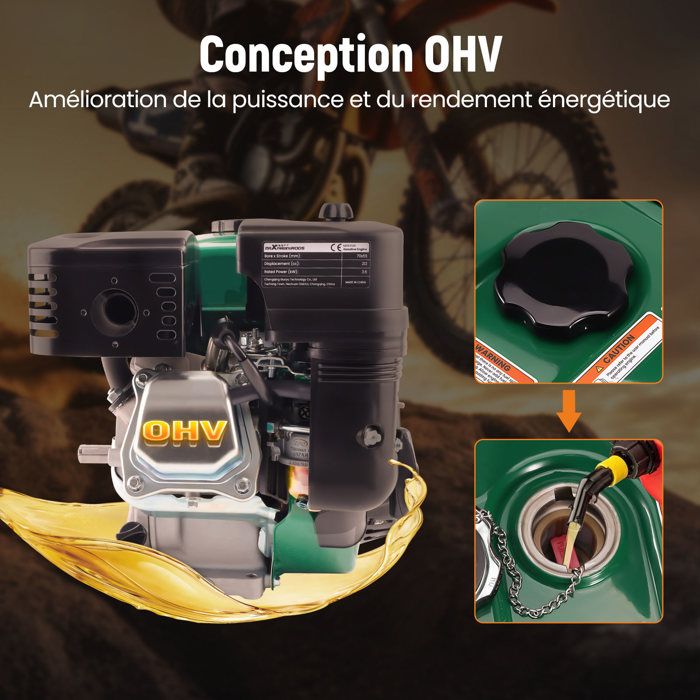 Moteur à Essence 4 Temps 7,5 HP 212CC OHV Moteur à Essence