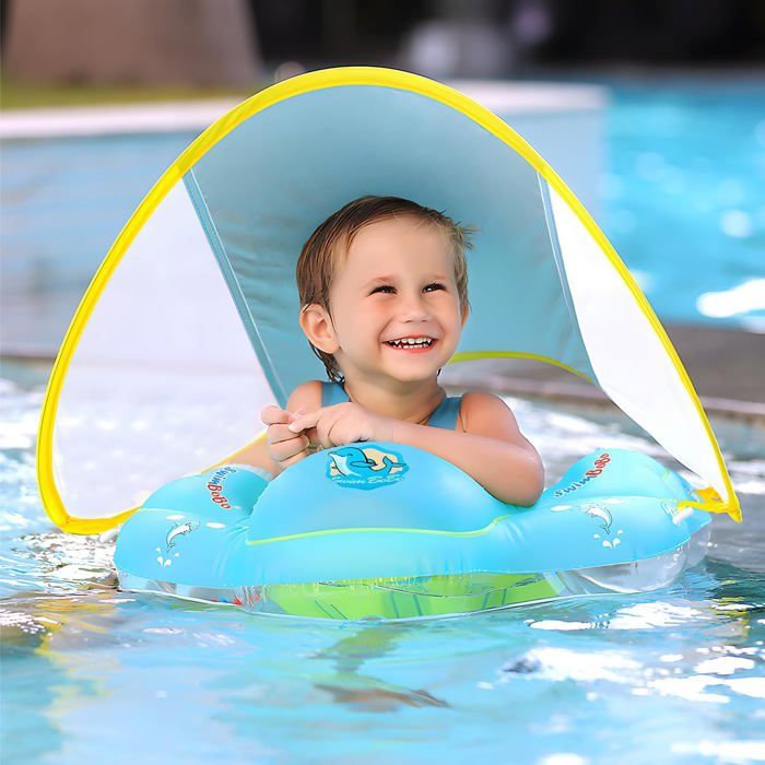 Bouée Bébé Avec Pare-Soleil UPF 50+ – Flotteur Gonflable Sécurisé, Siège Réglable, Barre De Jeux – Pour 6 à 36 Mois