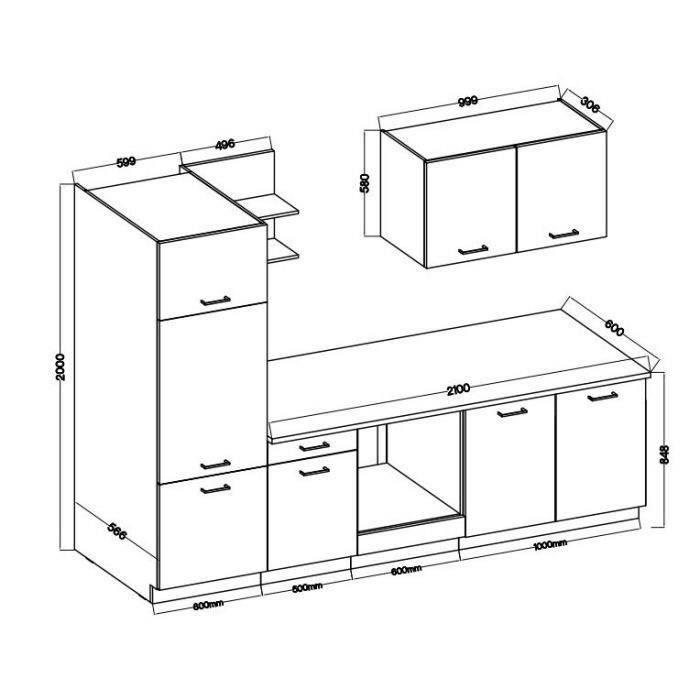 Cuisine complète PREGO- L 270 cm - Gris Graphit - Plan de travail 210 ...
